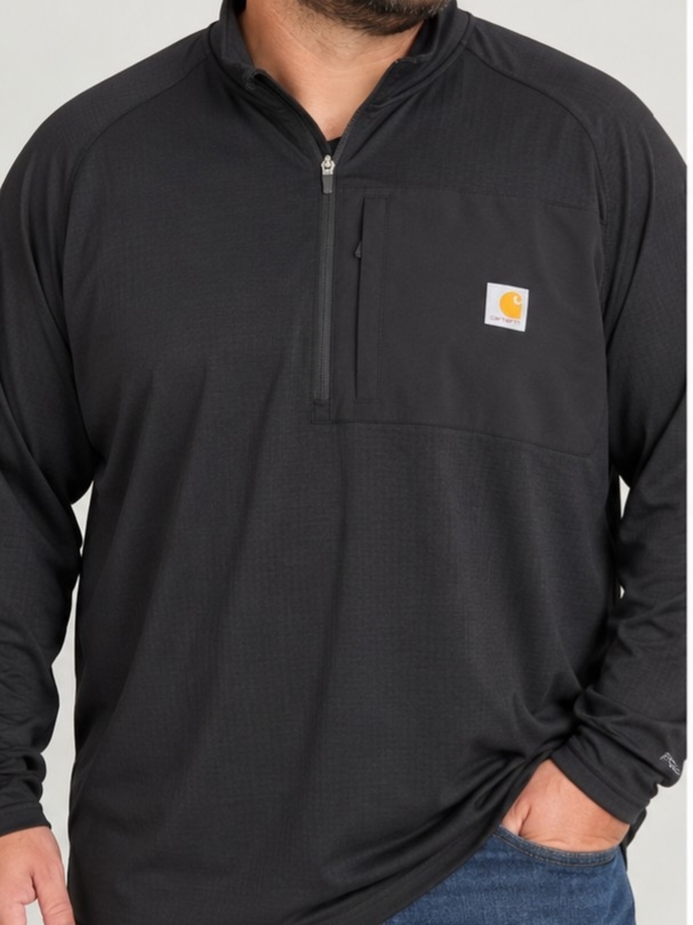 Carhartt Men’s 3XL Relaxed Fit Force 1/2 Zip Pullover Black Work Shirt TK6423